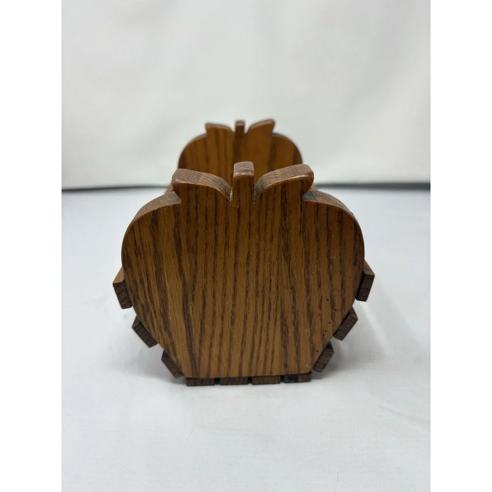 Vintage Heart-Shaped Decorative  Wooden Slat Storage Basket/Rack Country Cottage